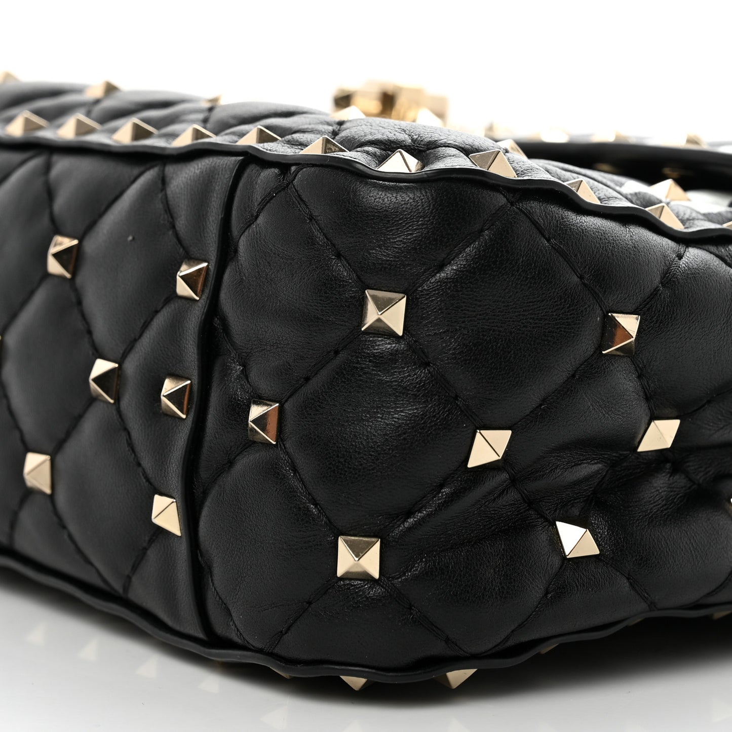Lambskin VLTN Print Medium Rockstud Spike Shoulder Bag Black