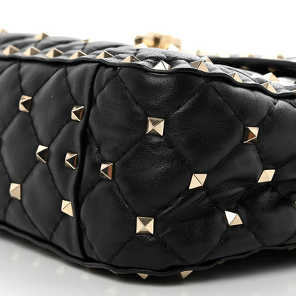 Valentino Garavani Lambskin VLTN Print Medium Rockstud Spike Shoulder Bag Black 10 of 10