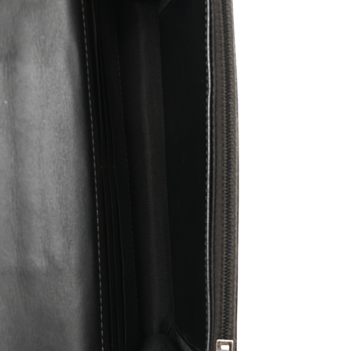 Crumpled Metallic Calfskin Quilted Ring Handle Wallet on Chain Silver