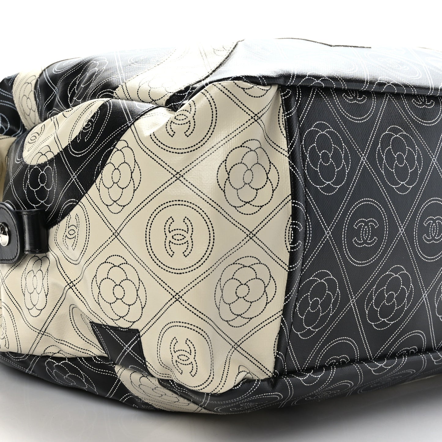 Coated Canvas Camellia Bowler Black Beige