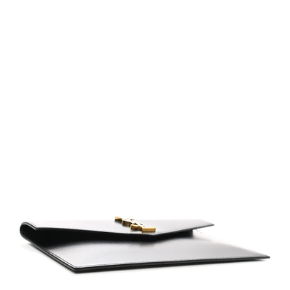 Saint Laurent Smooth Shiny Calfskin Monogram Uptown Pouch Black 6 of 8