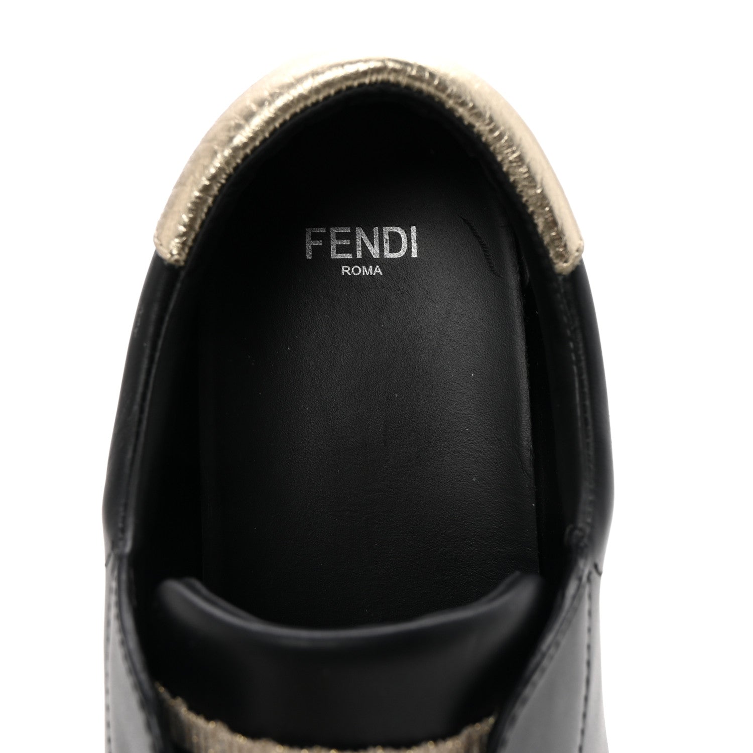 Fendi Vitello Lurex Rockoclick Slip On Sneakers 38 Black Gold 8 of 10