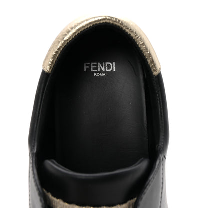 Fendi Vitello Lurex Rockoclick Slip On Sneakers 38 Black Gold 8 of 10