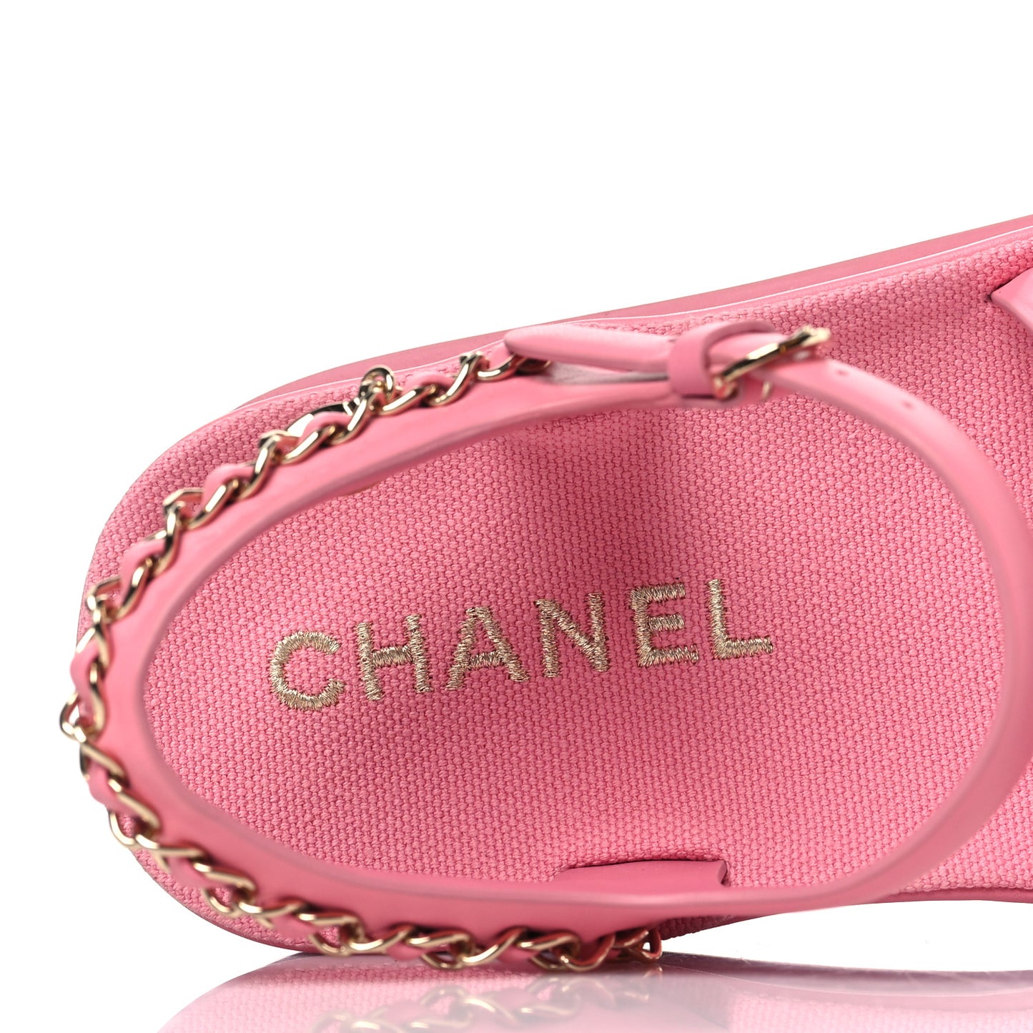 Calfskin Chain Platform Sandals 36 Pink