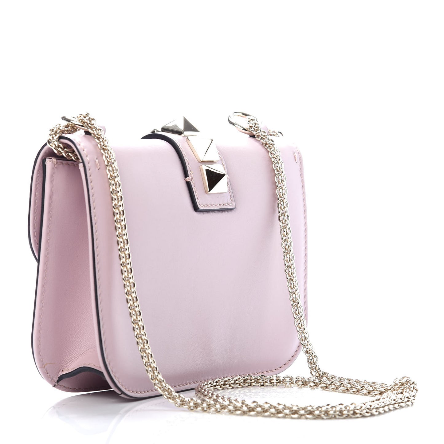 Vitello Small Glam Lock Rockstud Flap Water Rose