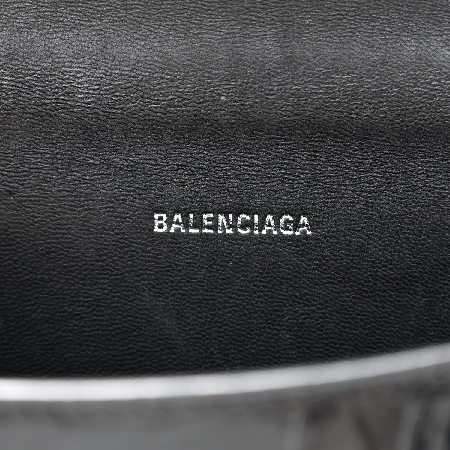 Balenciaga Shiny Calfskin Monochrome Crocodile Embossed Hourglass Top Handle Bag XS Black 6 of 13