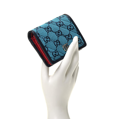 Gucci Monogram Multicolor Matelasse Diagonal GG Marmont Card Case Wallet Light Blue Pink Blue Hibiscus Red 2 of 7