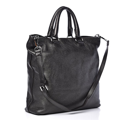 Prada Metallic Vitello Daino Shopping Tote Black 2 of 11