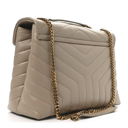 Saint Laurent Calfskin Y Quilted Monogram Medium Loulou Chain Satchel Dark Beige 3 of 10