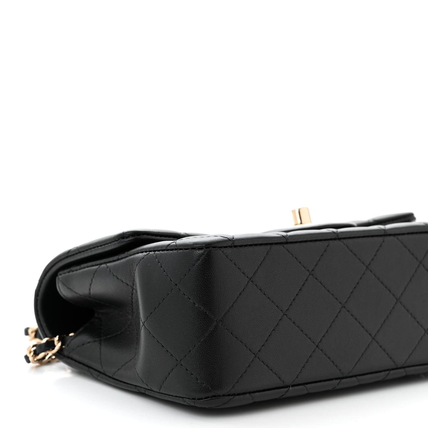 Lambskin Quilted Mini Top Handle Rectangular Flap Black