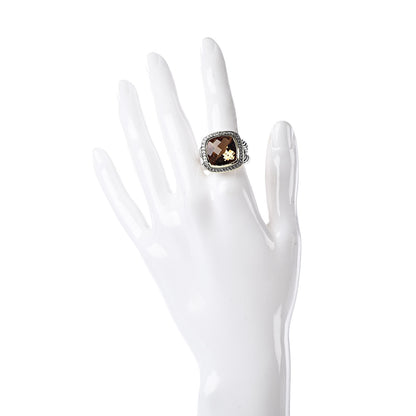 David Yurman Sterling Silver 18K Yellow Gold Diamond Citrine 14mm Albion Ring 56 7.5 2 of 5