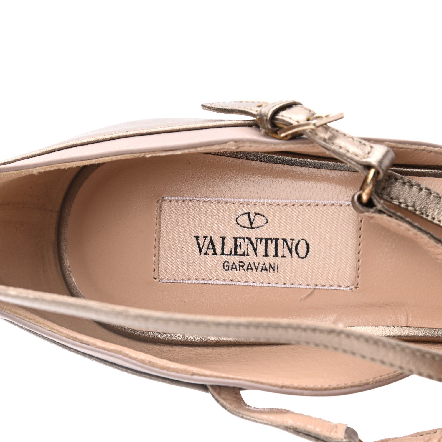 Valentino Garavani Metallic Nappa Buckle Ankle Strap Pumps 36 Sasso 8 of 10