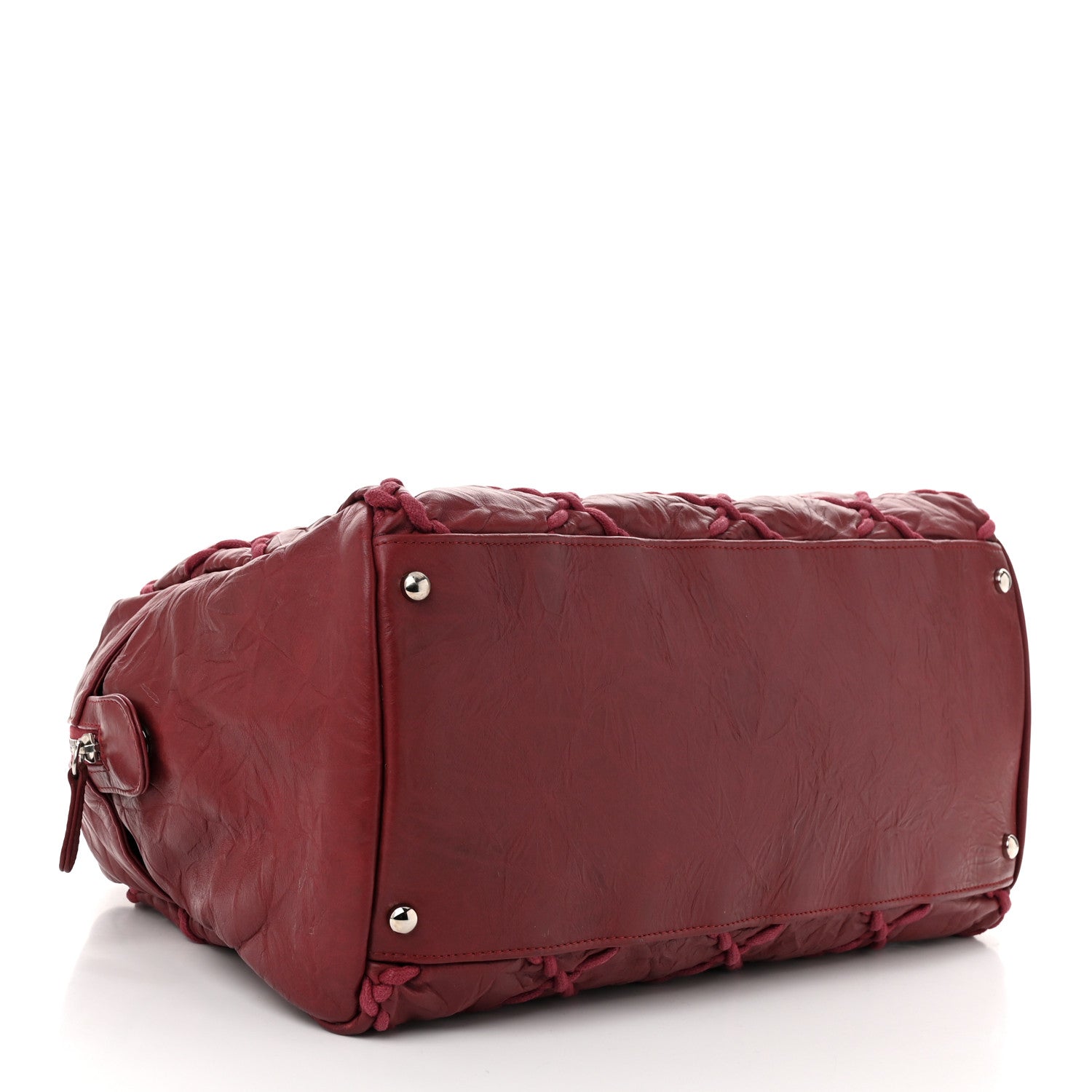 Chanel Crinkled Calfskin Ultra Stitch Bowling Bag Red 4 of 11