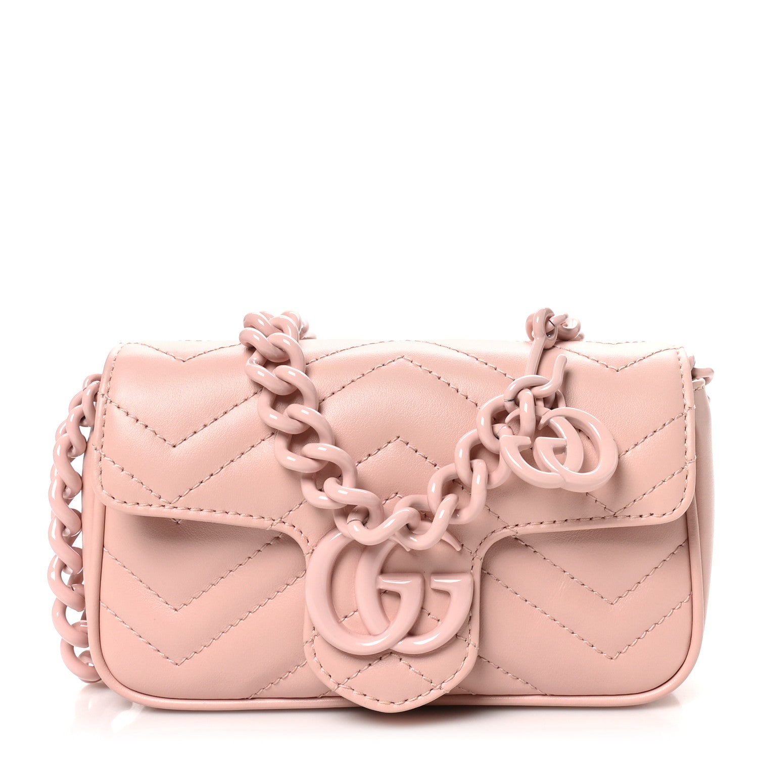 Gucci Calfskin Matelasse Monochrome GG Marmont Chain Belt Bag Perfect Pink 1 of 10