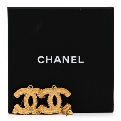 Chanel CC Drop Earrings Matte Gold 5 of 5