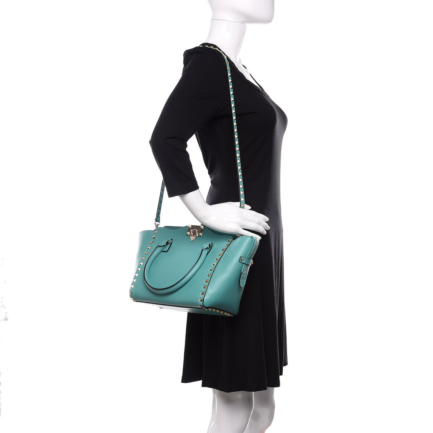 Calfskin Small Rockstud Double Handle Tote Colibri