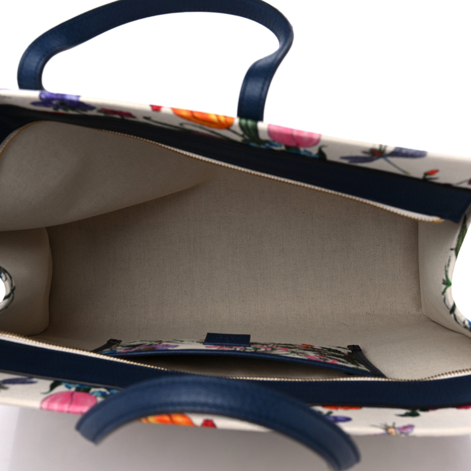 Gucci Canvas Large Flora Tote Navy Multicolor 5 of 12