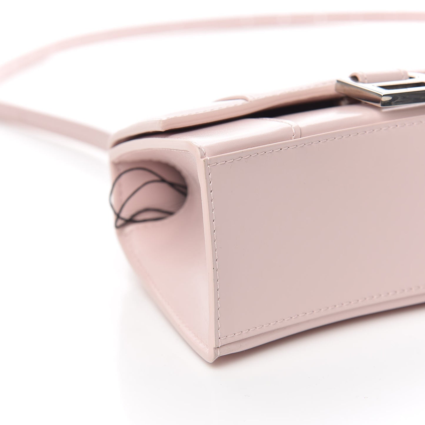 Shiny Box Calfskin Hourglass Top Handle Bag XS Light Rose