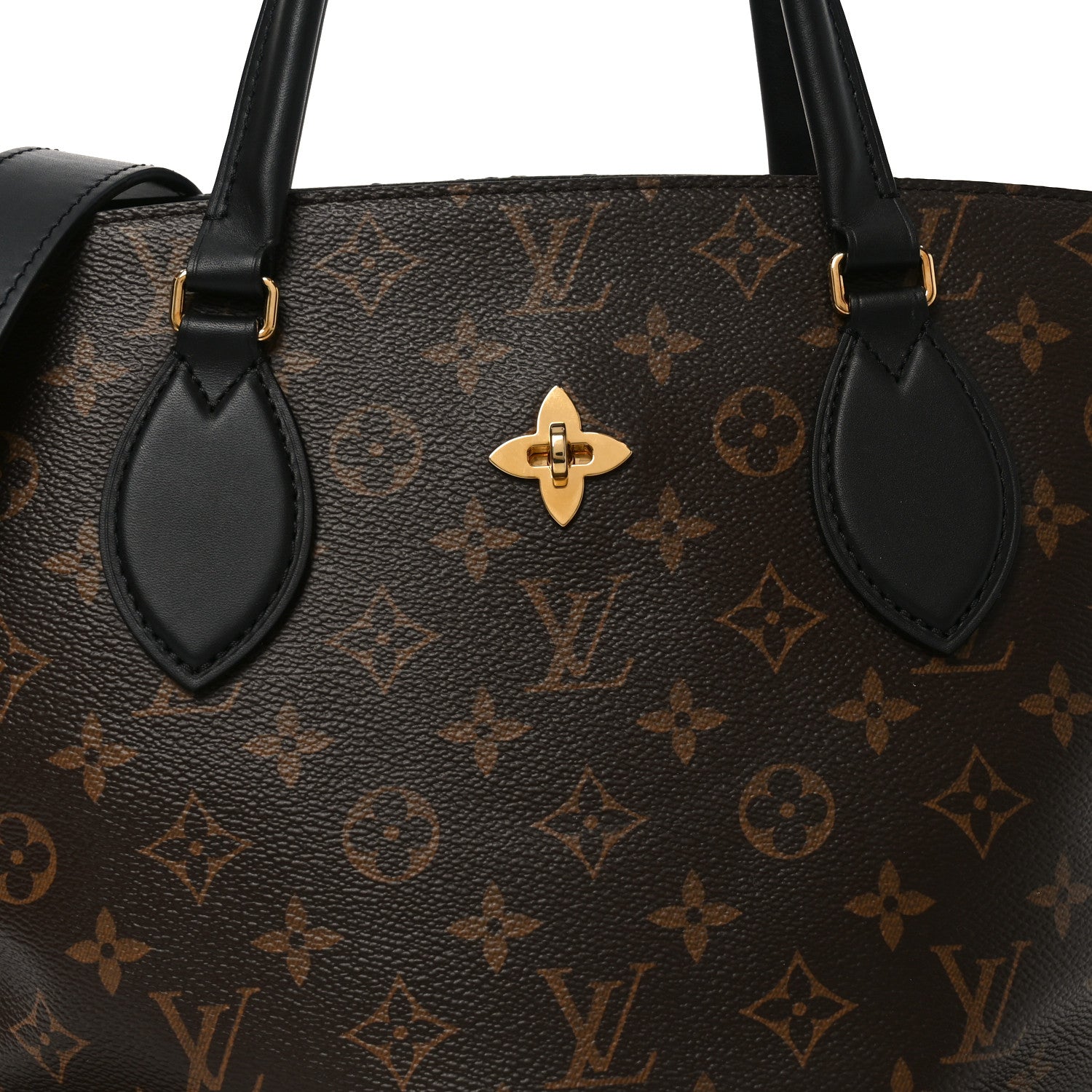 Louis Vuitton Monogram Flower Zipped Tote MM Black 6 of 8
