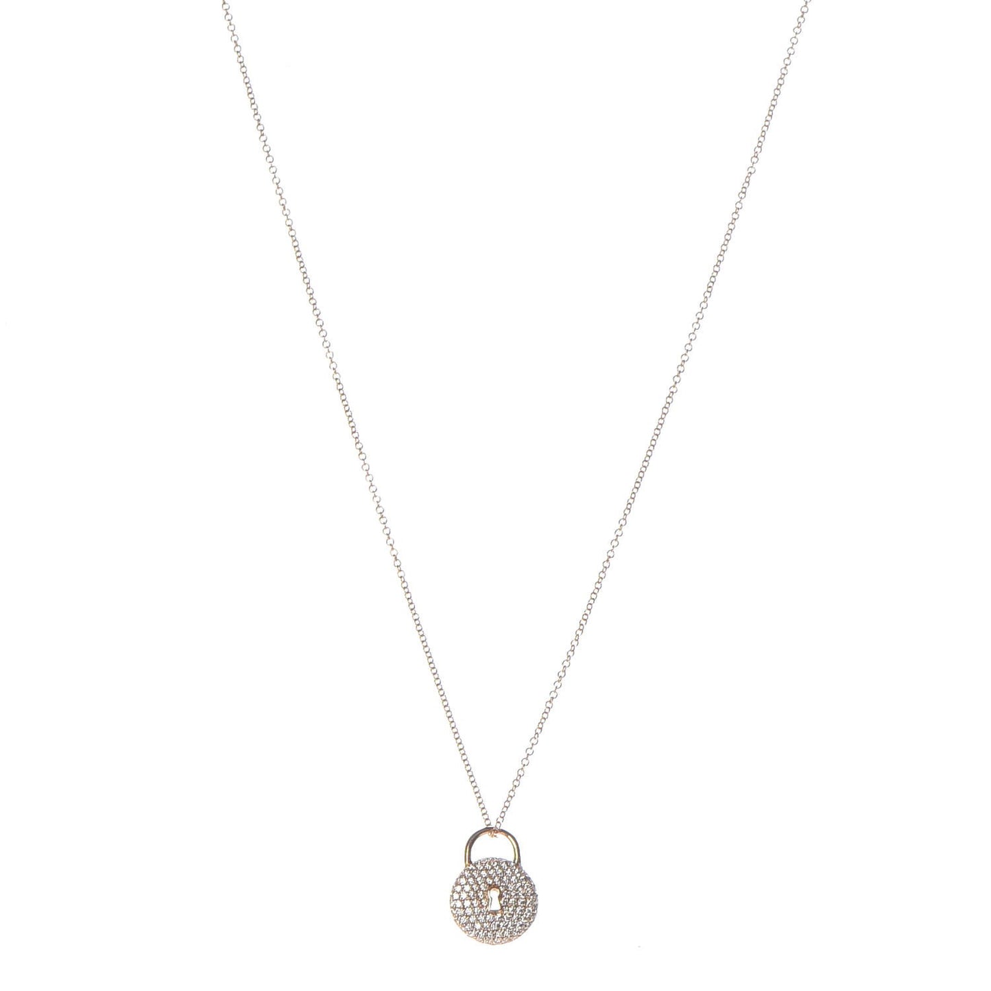 18K Rose Gold Diamond Lock Pendant Necklace