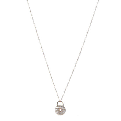 Tiffany 18K Rose Gold Diamond Lock Pendant Necklace 1 of 8