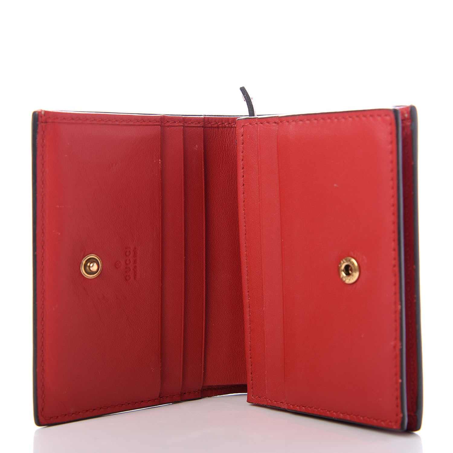 Gucci GG Supreme Monogram Cherry Embellished Card Case Wallet Hibiscus Red 5 of 7