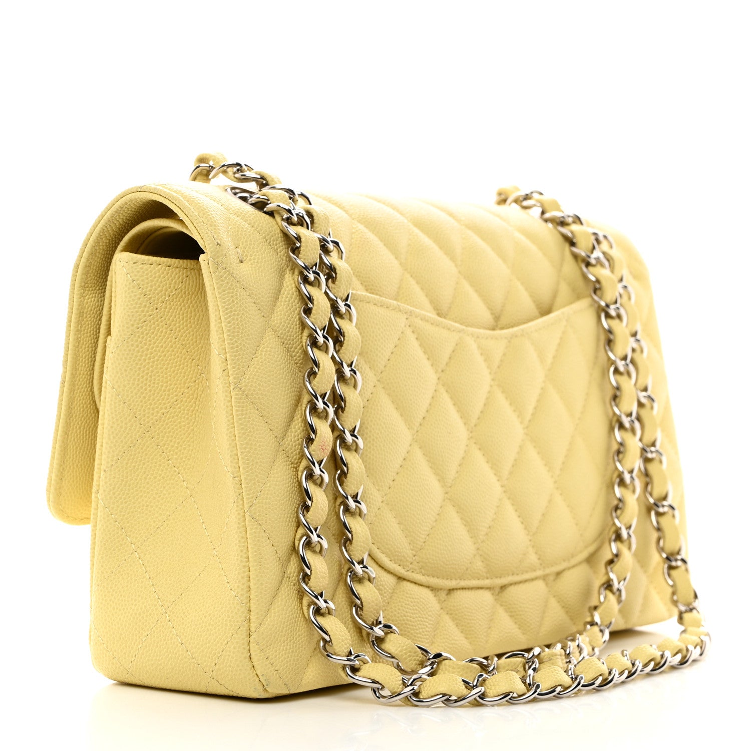 Chanel Caviar Quilted Medium Double Flap Light Yellow 2 of 10