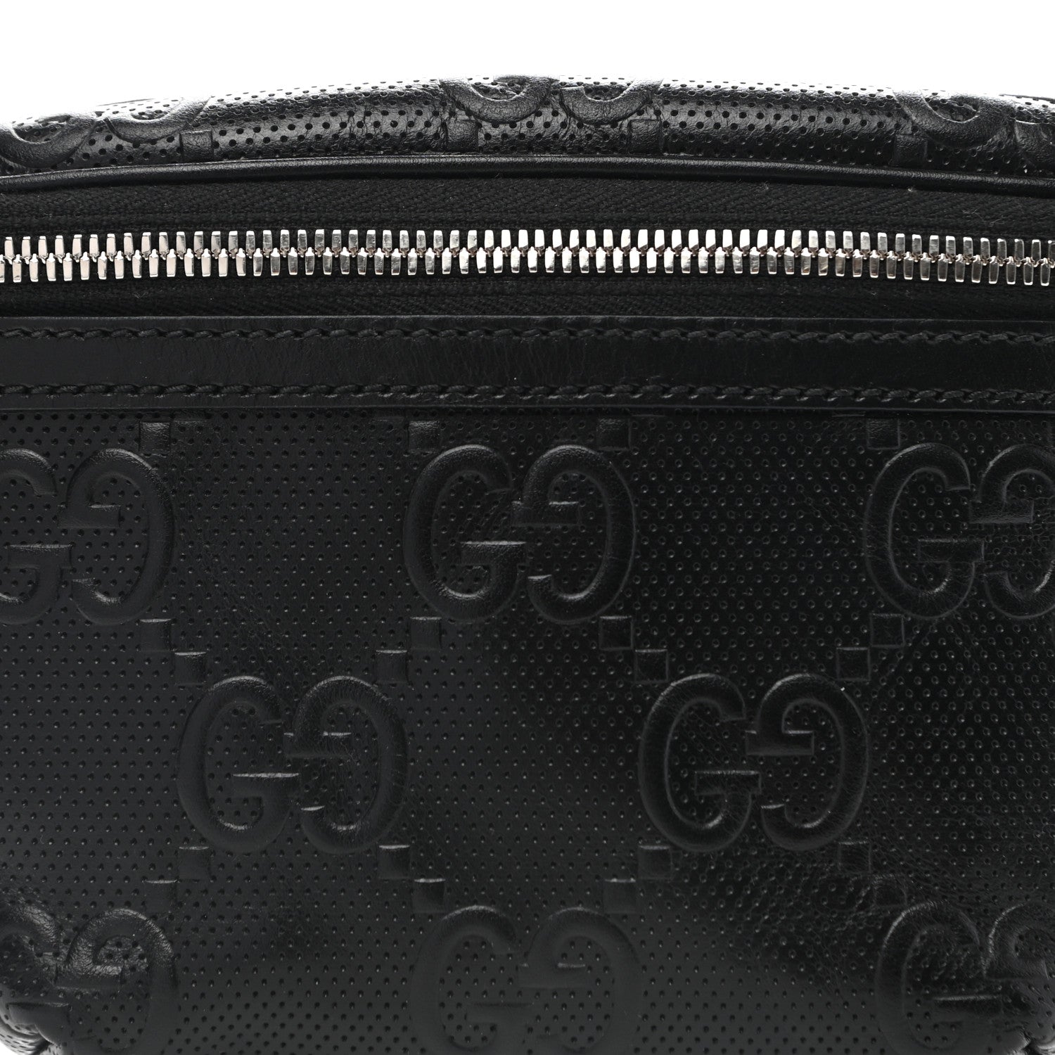 Gucci Calfskin GG Tennis Embossed Belt Bag Black 7 of 11