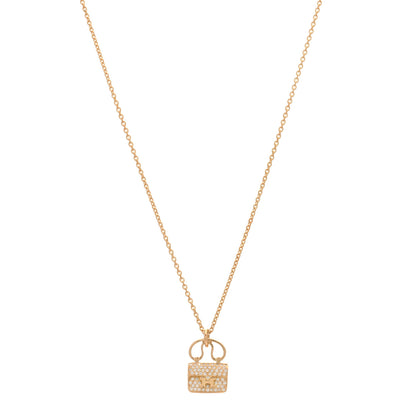 Hermes 18K Rose Gold Diamond Constance Amulette Pendant Necklace 1 of 3