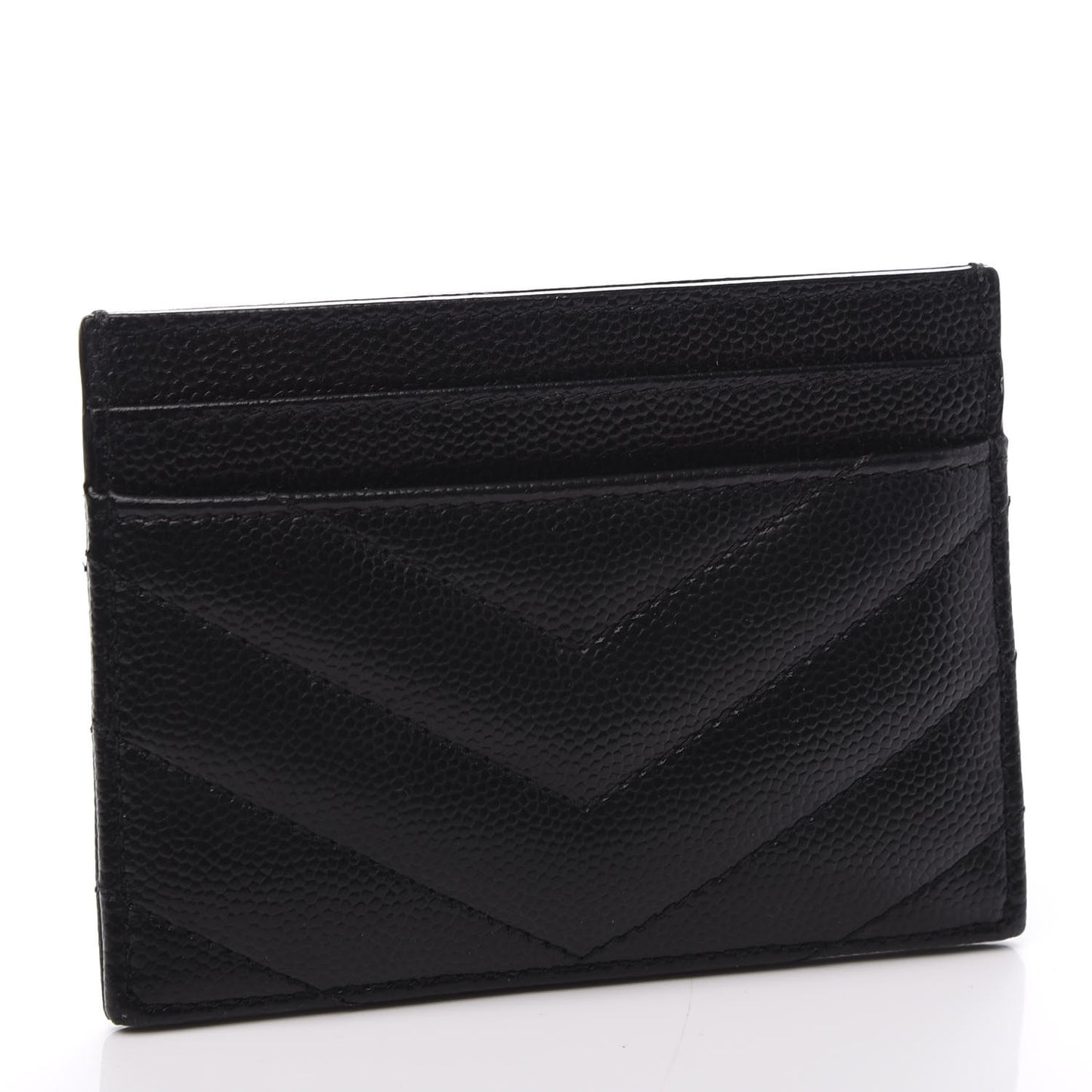 Grain De Poudre Matelasse Chevron Monogram Credit Card Case Black