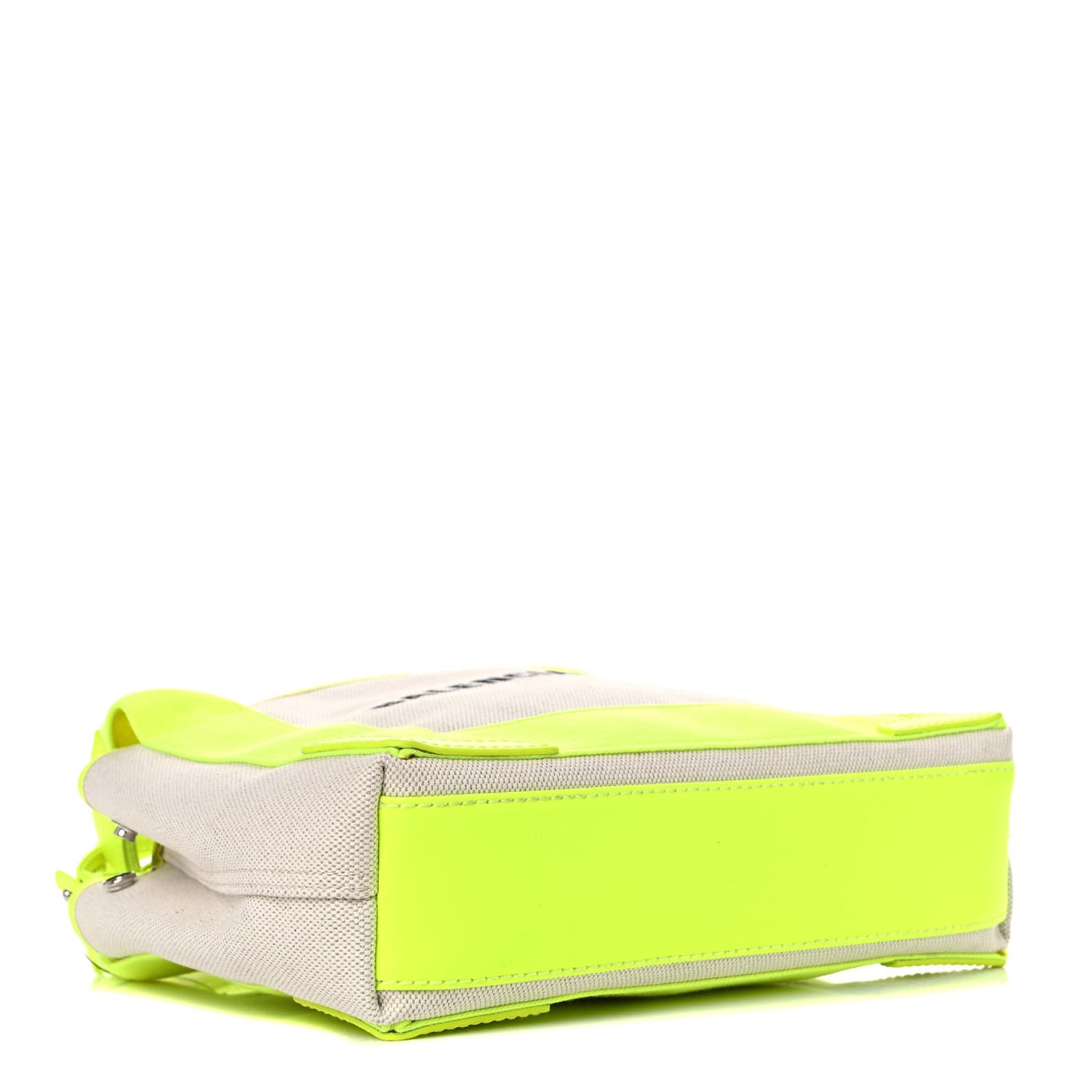 Cotton Canvas Satin Calfskin Navy Cabas XS Natural Fluo Yellow