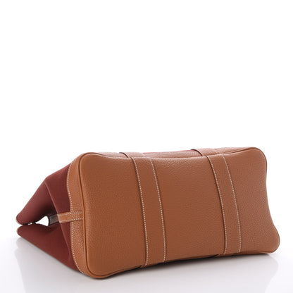 Hermes Toile Militaire Negonda Garden Party Tote 36 MM Rouge H Gold 4 of 7