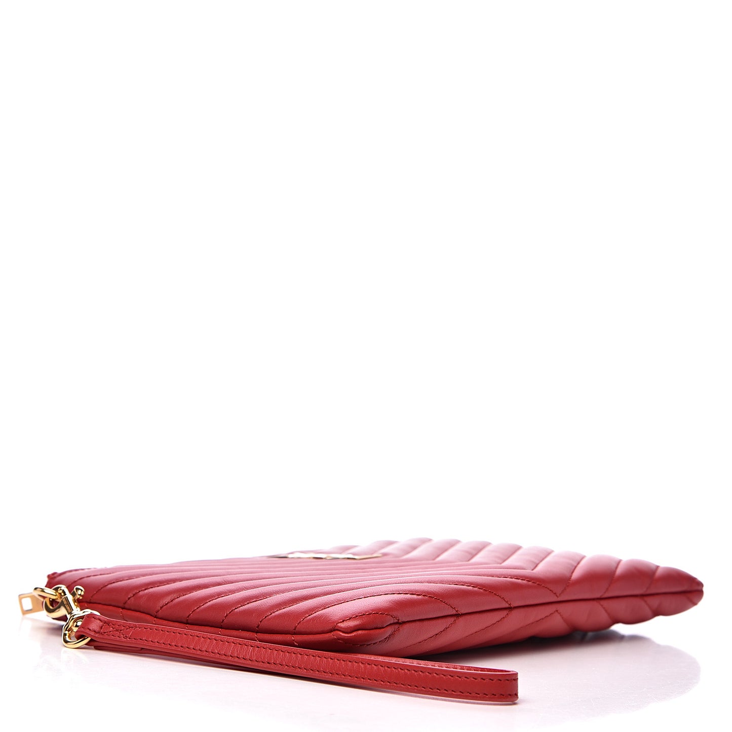 Calfskin Matelasse Chevron Monogram A5 Wristlet Red