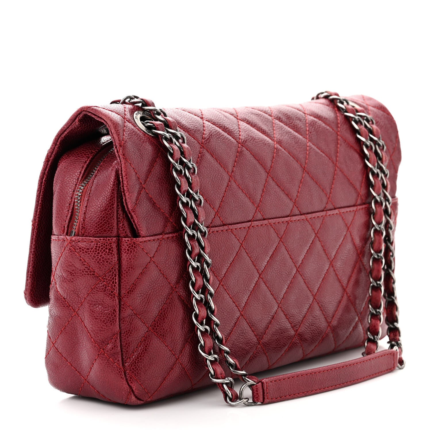 Chanel Iridescent Caviar Quilted Large Chic Flap Red 3 of 14
