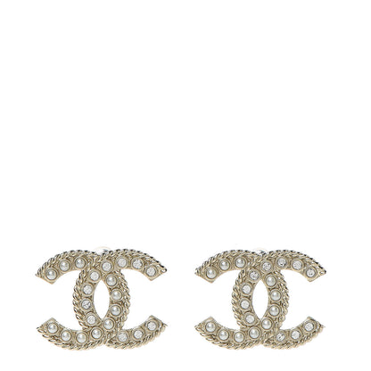 Chanel Pearl Crystal April In Paris CC Earrings Light Gold 1 of 5