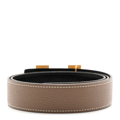 Hermes Box Togo 32mm H Belt 85 34 Black Etoupe 2 of 6