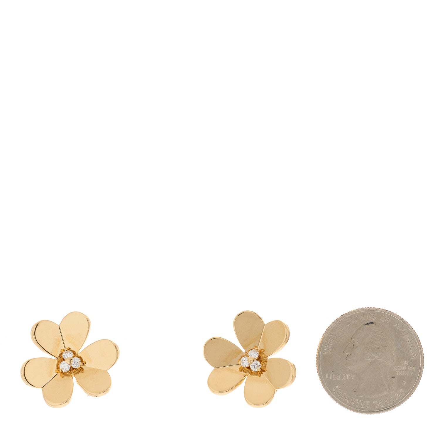 Van Cleef & Arpels 18K Yellow Gold Diamond Large Frivole Earrings 2 of 4