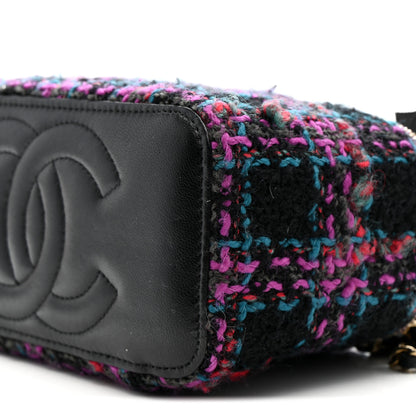 Chanel Tweed Quilted Small Vanity Case With Chain Black Purple Green Red 11 of 12