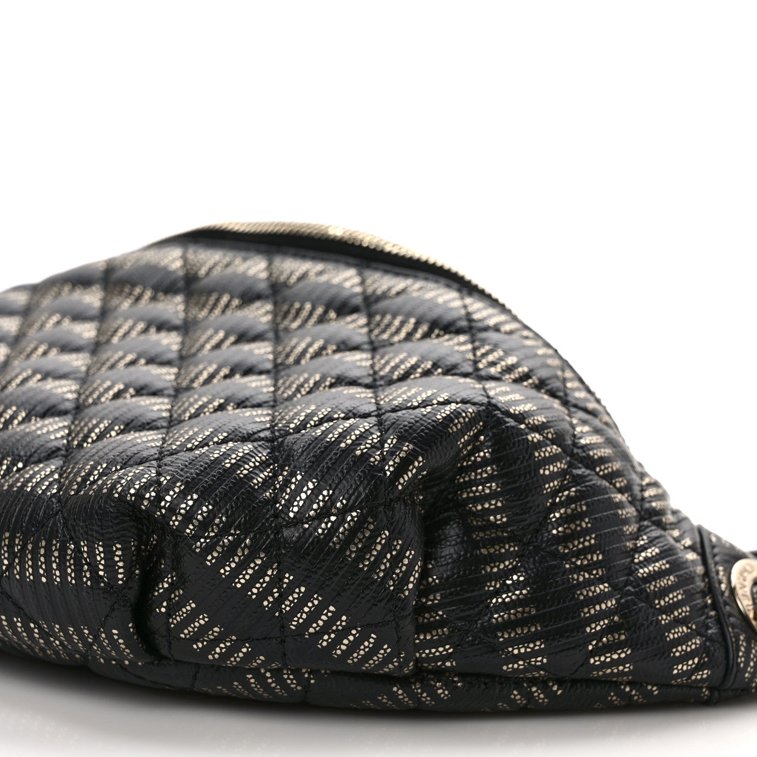 Chanel Metallic Caviar Quilted Waist Bag Black Gold 9 of 10