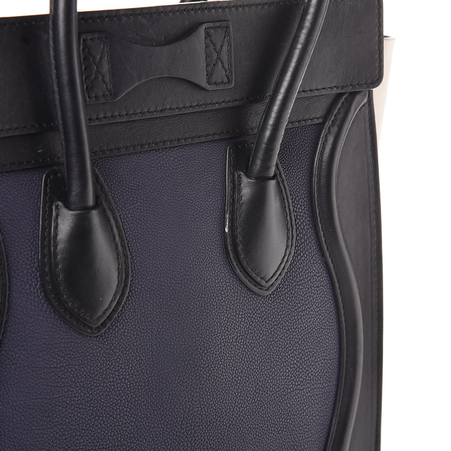 Textured Calfskin Micro Tri-Color Luggage Navy Blue