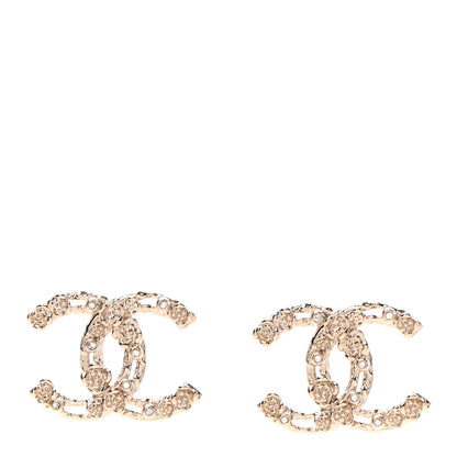 Chanel Crystal CC Camellia Earrings Gold 1 of 4