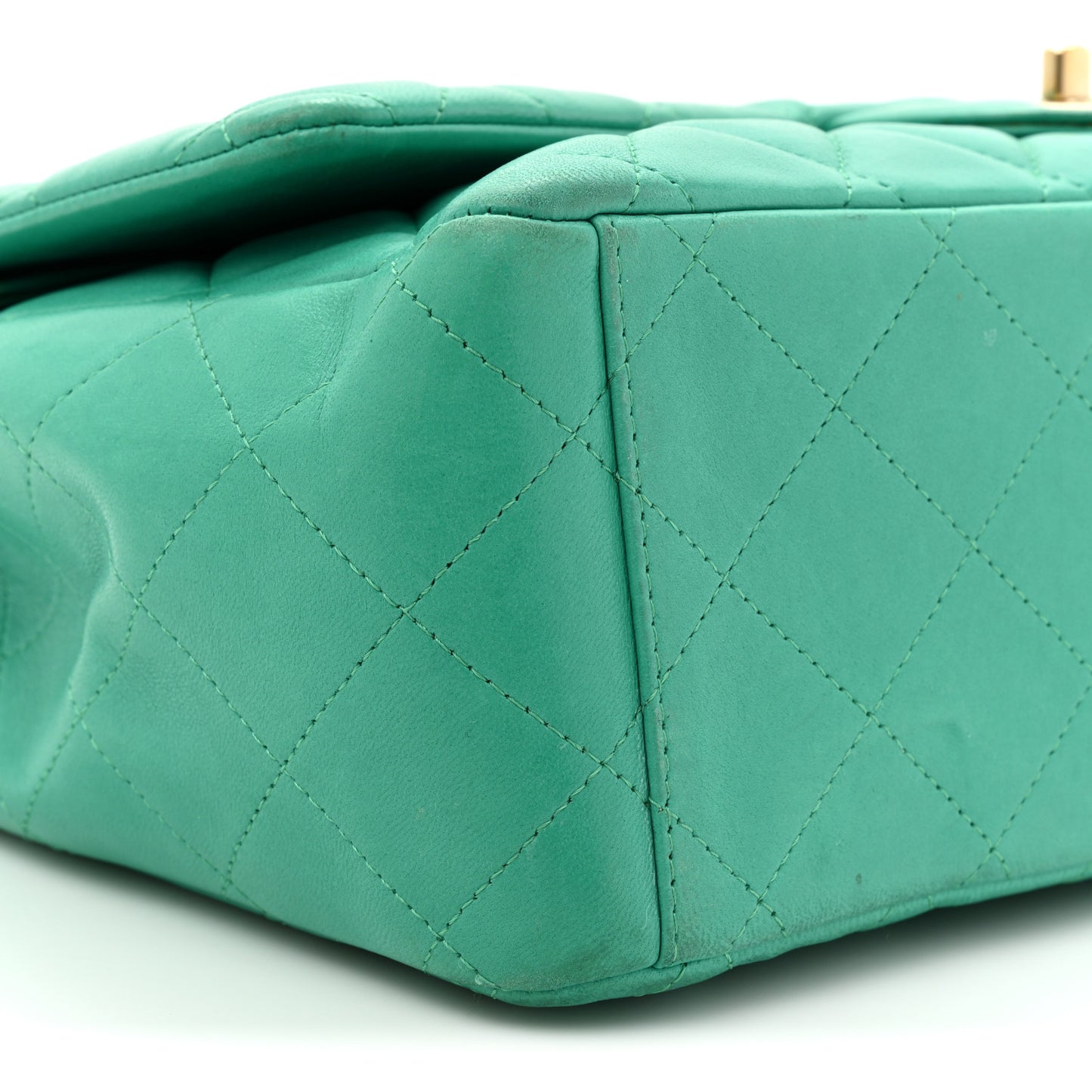 Lambskin Quilted Maxi Double Flap Green
