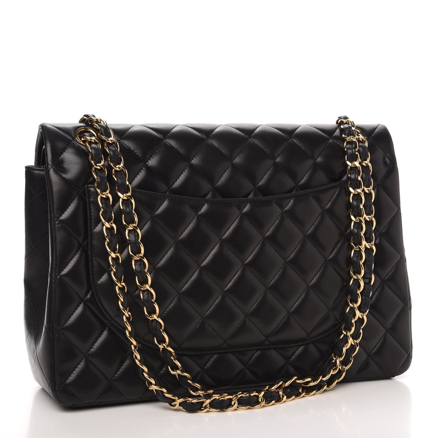 Lambskin Quilted Maxi Double Flap Black