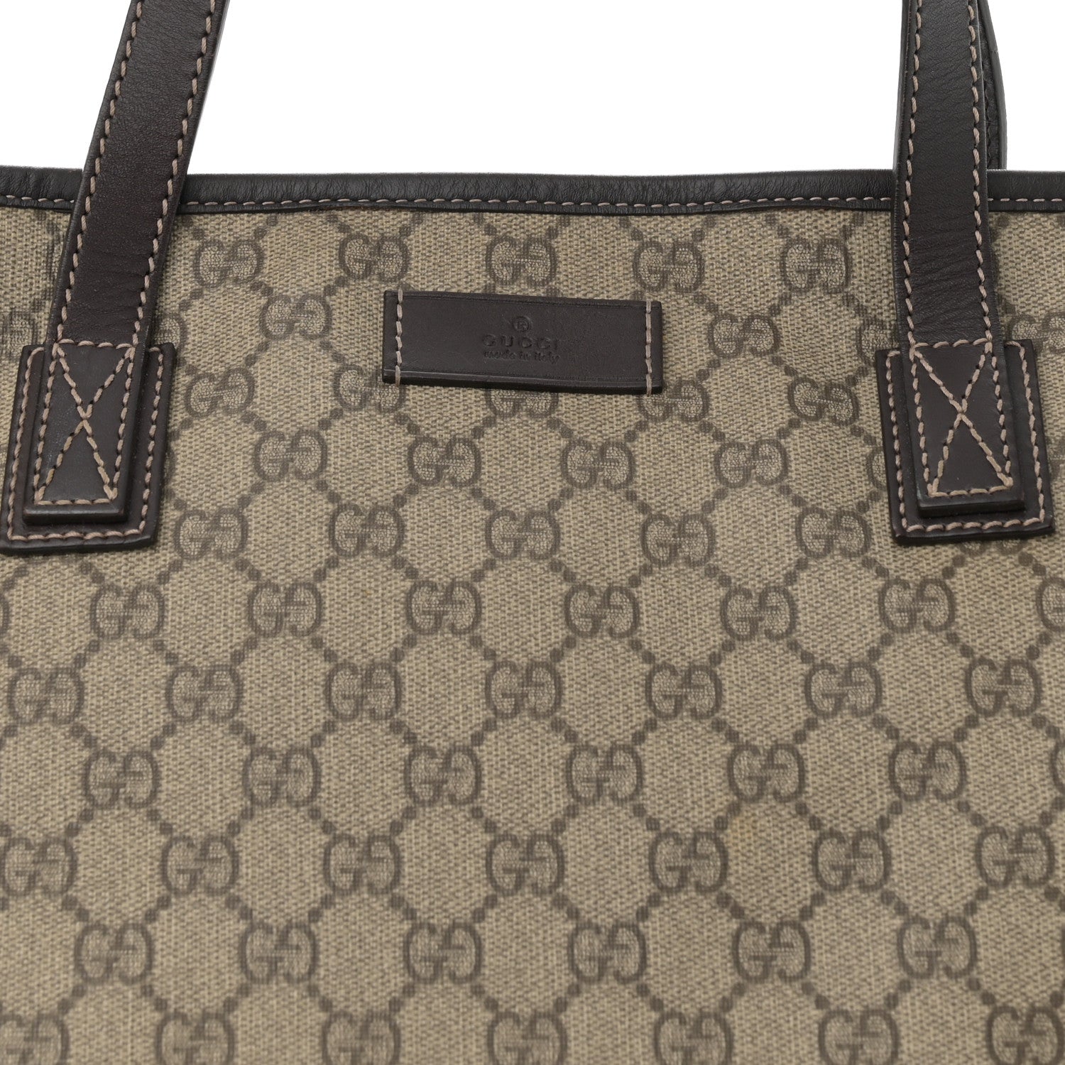 Gucci GG Supreme Monogram Large Zippered Shopping Tote Brown 8 of 11