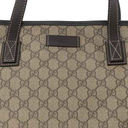 Gucci GG Supreme Monogram Large Zippered Shopping Tote Brown 8 of 11