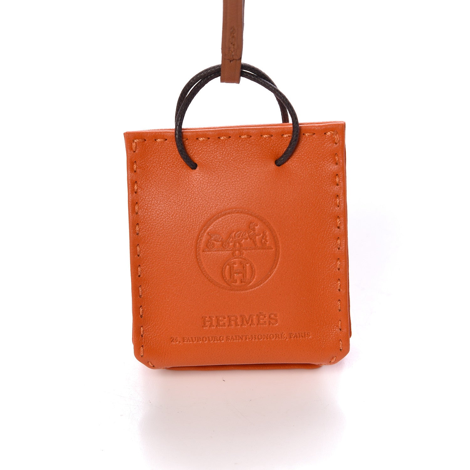 Hermes Milo Lambskin Swift Shopping Bag Charm Feu Gold 3 of 4
