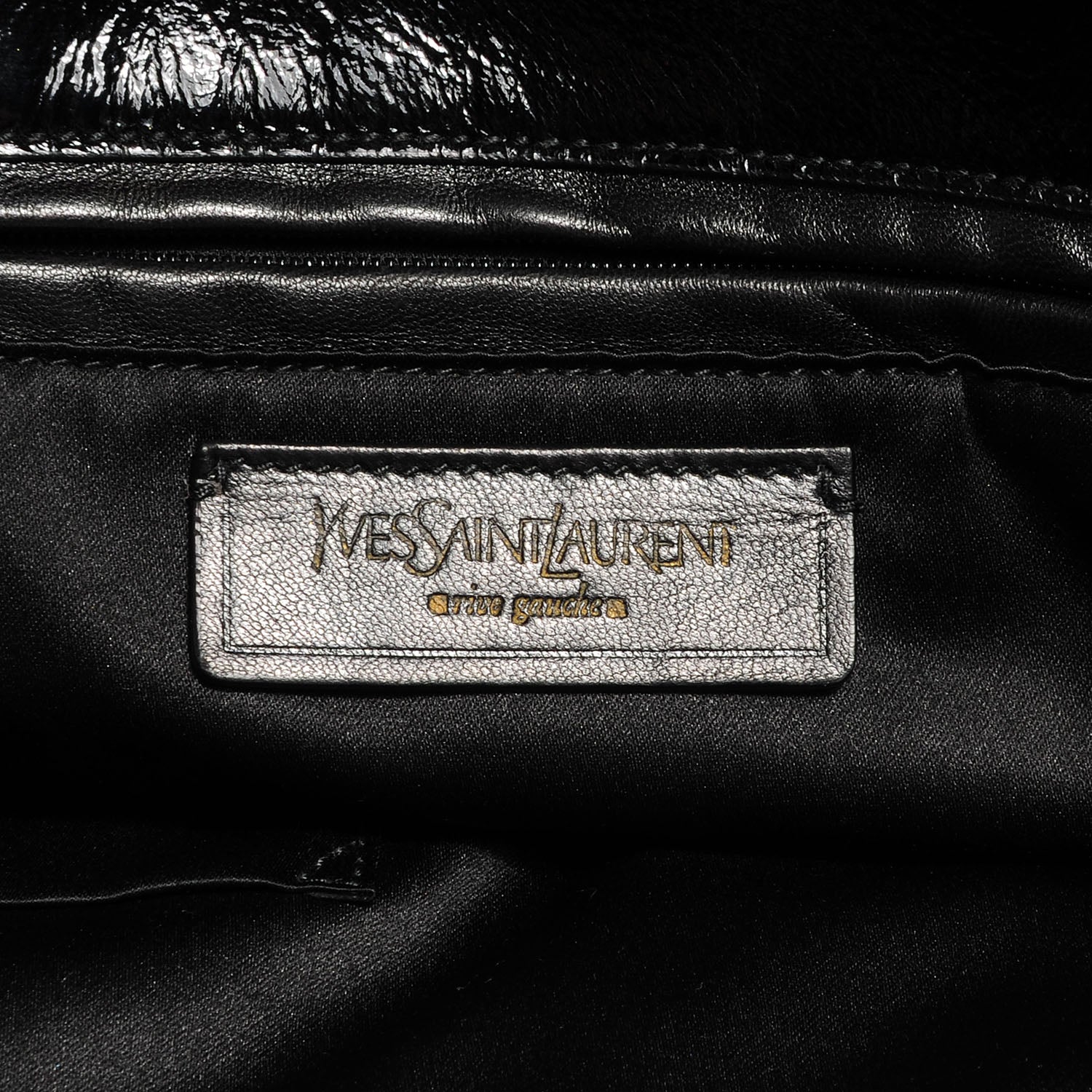 Saint Laurent Patent Crocodile Embossed Tribute Tote Black 6 of 9