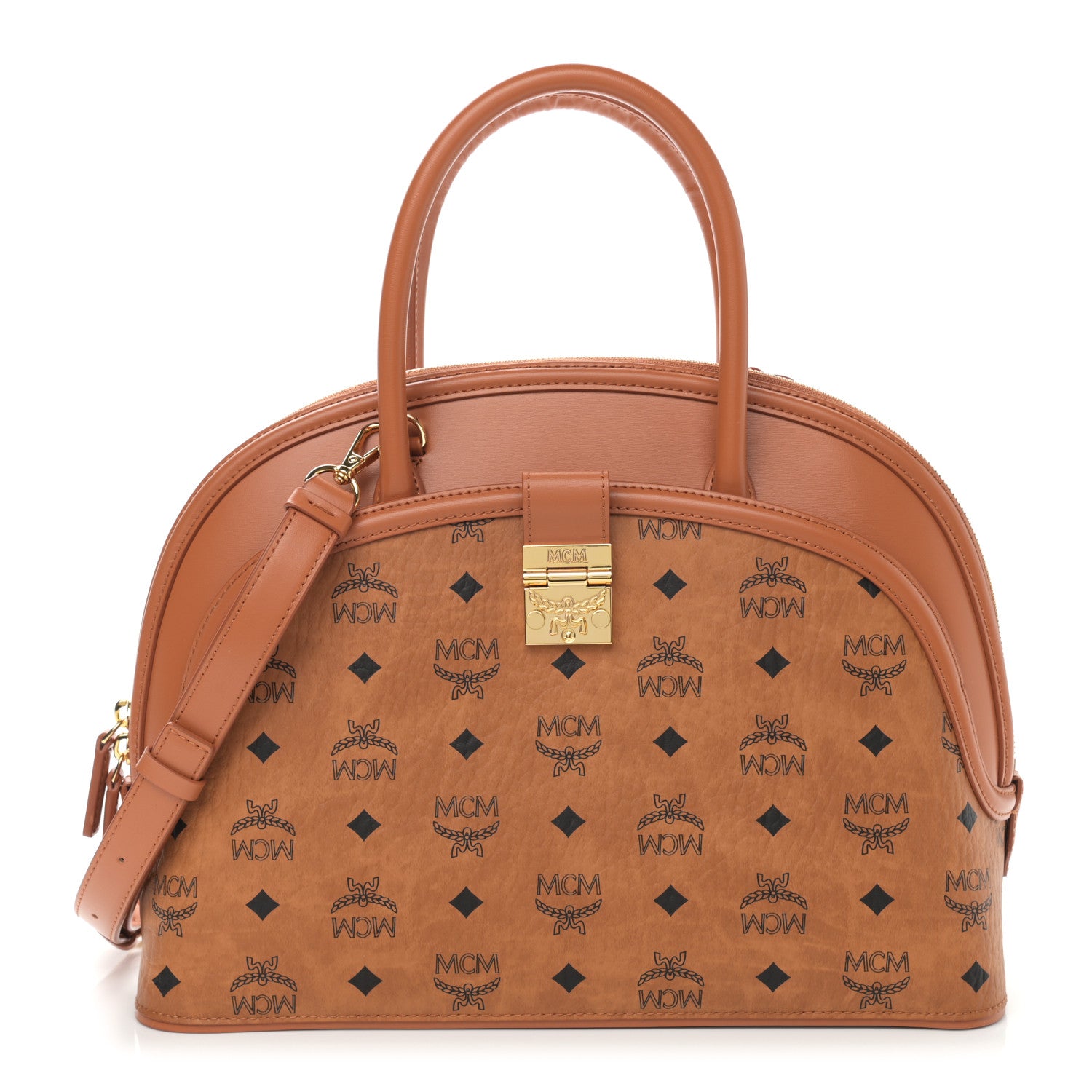 MCM Visetos Tracy Large Tote Cognac 1 of 10