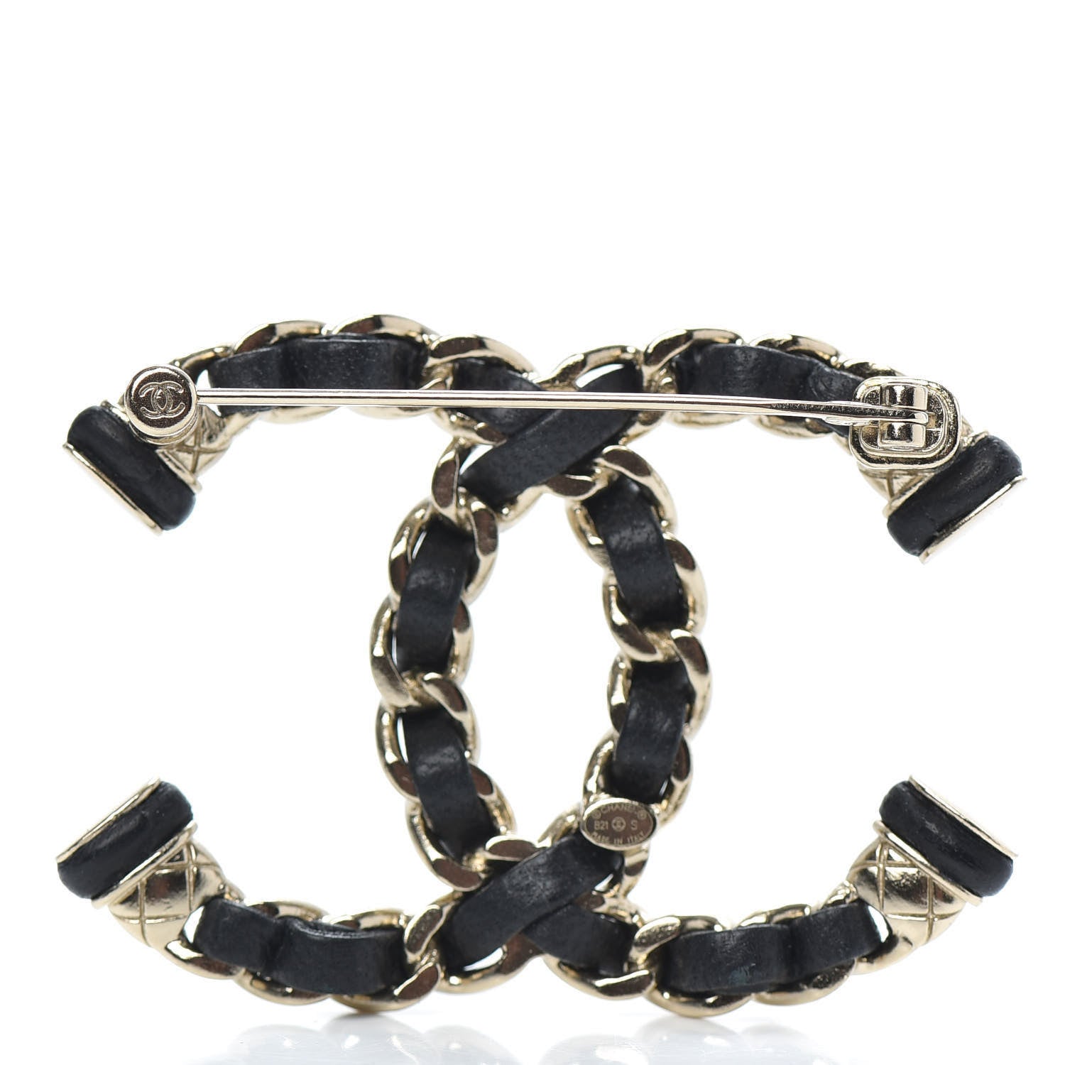 Chanel Lambskin Chain CC Brooch Black Gold 3 of 5