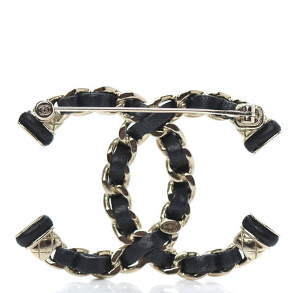 Chanel Lambskin Chain CC Brooch Black Gold 3 of 5